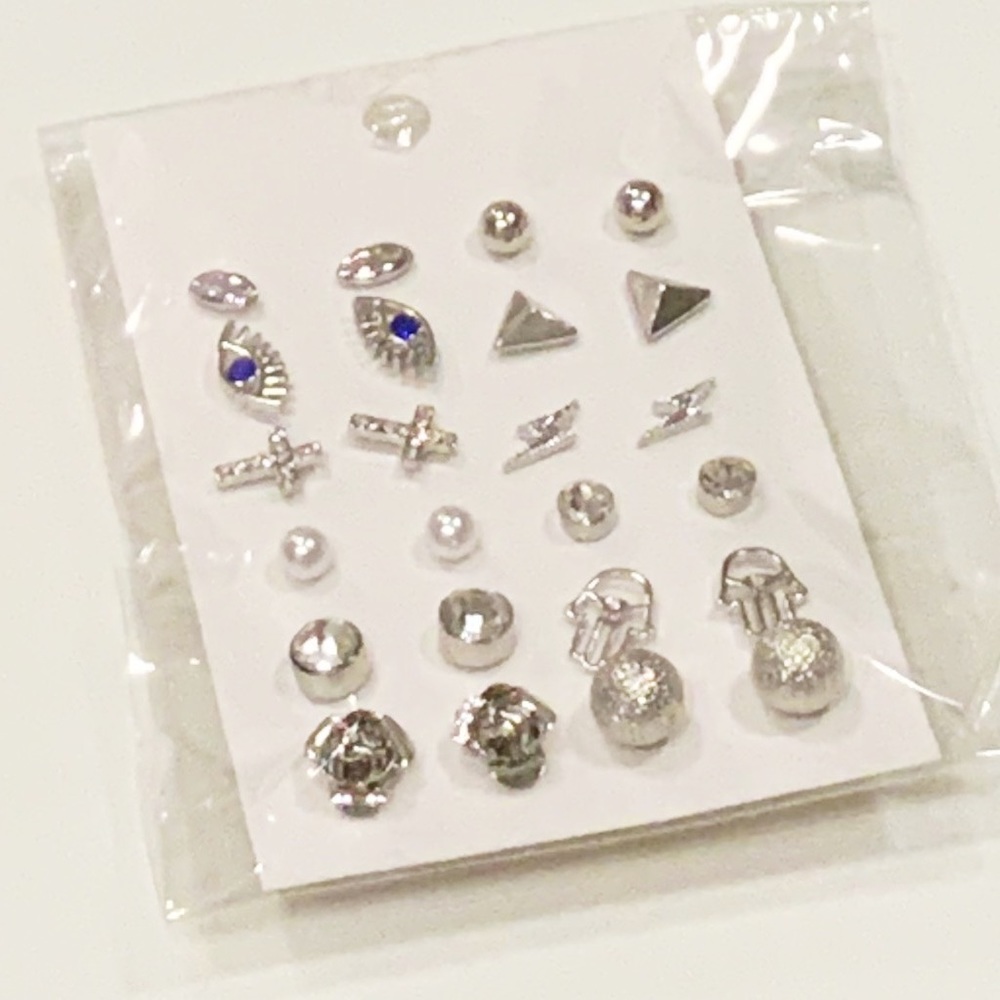 12 Pairs Assorted Multiple Stud Earrings set